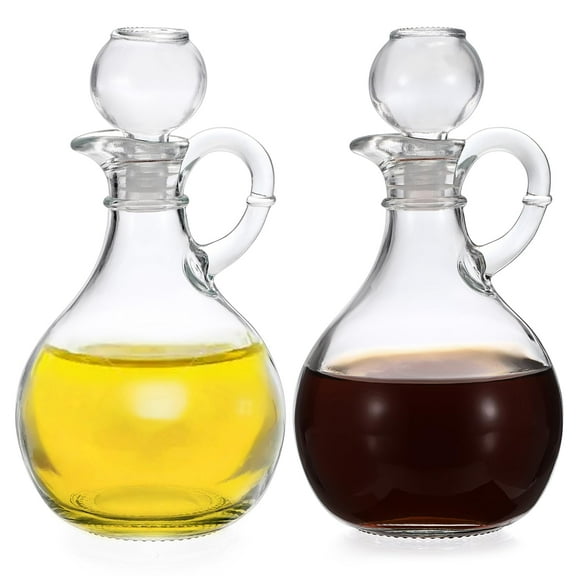 2 Set Glass Oil Bottle Olive Oil Dispenser Glass Oil Cruet with Stopper, Vinegar Cruets Decanters