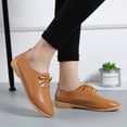 thumbnail image 5 of Nrmvnmi Women's Leather Shoes Closed Toe Trendy Womens Breathable Lace Up Shoes Flats Casual Shoes Casual Shoes for Women Brown Mothers Day Gifts, 5 of 7