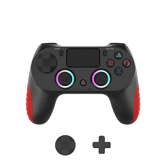 Wireless PC Game Controller with RGB Lighting, Turbo Dual Vibration Joystick for P4 Console Steam Deck iOS Android