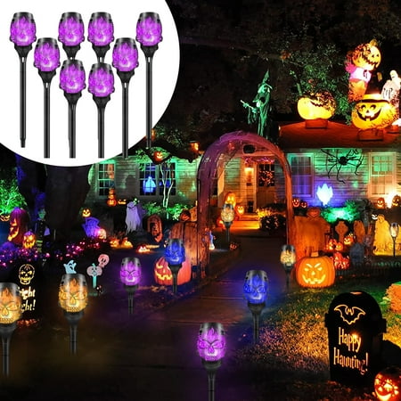 

Hadanceo LED Garden Lamp High Brightness IP65 Waterproof Stunning Visual Effect Auto On/Off Halloween Decoration Solar Flame Lamp Decor