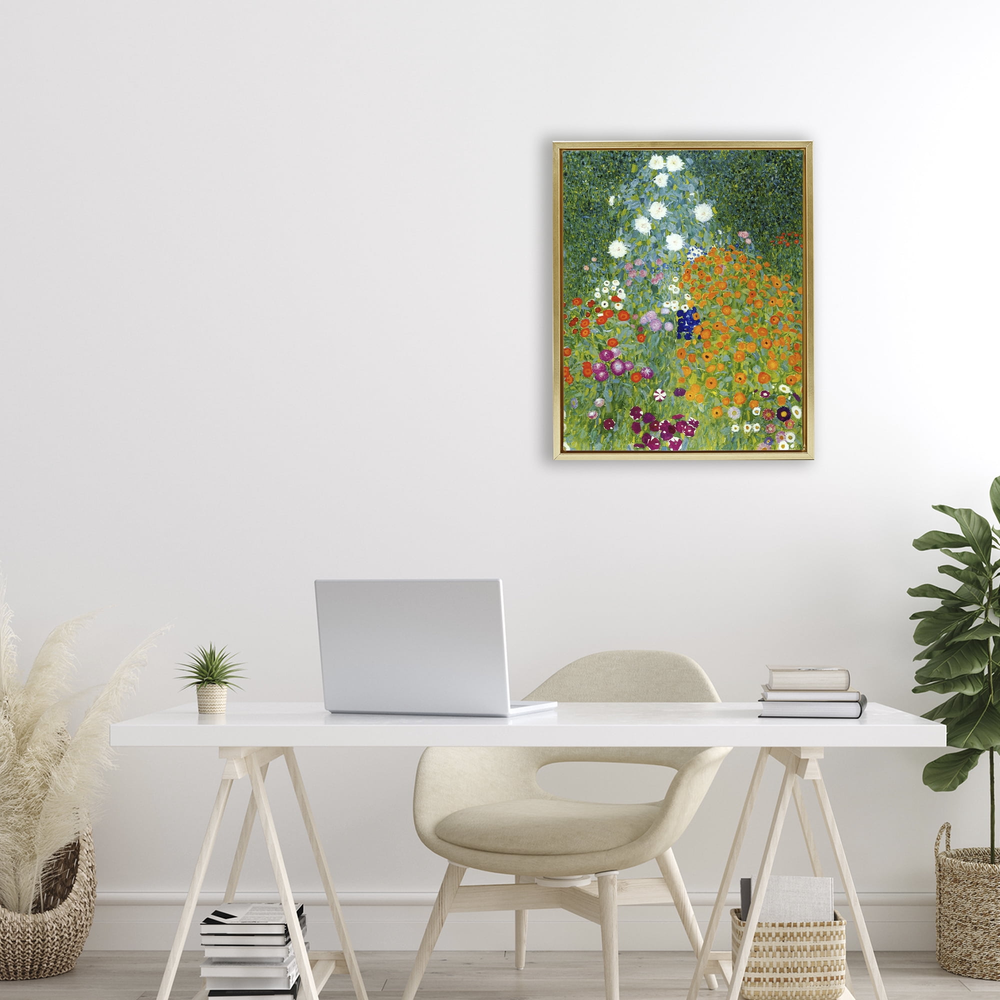 Stupell Industries Farm Garden Classic Klimt Gold Framed Floater Canvas Wall Art, design by Vintage Hustle