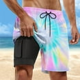 thumbnail image 2 of Huk Swim Trunks Men 5 Stretchy Quick Dry Slim High Stretch Mens Board Shorts Swimwear Gradient Casual Stylish Compression Liner Men Swim Brief,Light Purple,M, 2 of 4