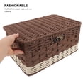 thumbnail image 5 of Raindrops Desktop Book Basket Woven Storage Protective Lid General Users Bookshelf Storage 1Pack, 5 of 8