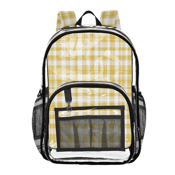 Clear Backpack 12L Large Capacity Transparent Waterproof Yellow Gingham Pattern