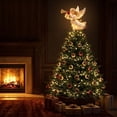 thumbnail image 6 of TTJ Lighted Christmas Angel Tree Topper, LED Angel with Golden Trumpet and Feathered Wings, Warm White Illuminated Holiday Tree Decoration, Elegant Christmas Tree Top Ornament(A), 6 of 6