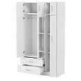 thumbnail image 5 of 3-Door Mirror  Wardrobe  Closet with Locking Drawer, Bedroom Armoires with Top Cabinet, Tall Wardrobe Closet Cabinet for family, White, 5 of 8