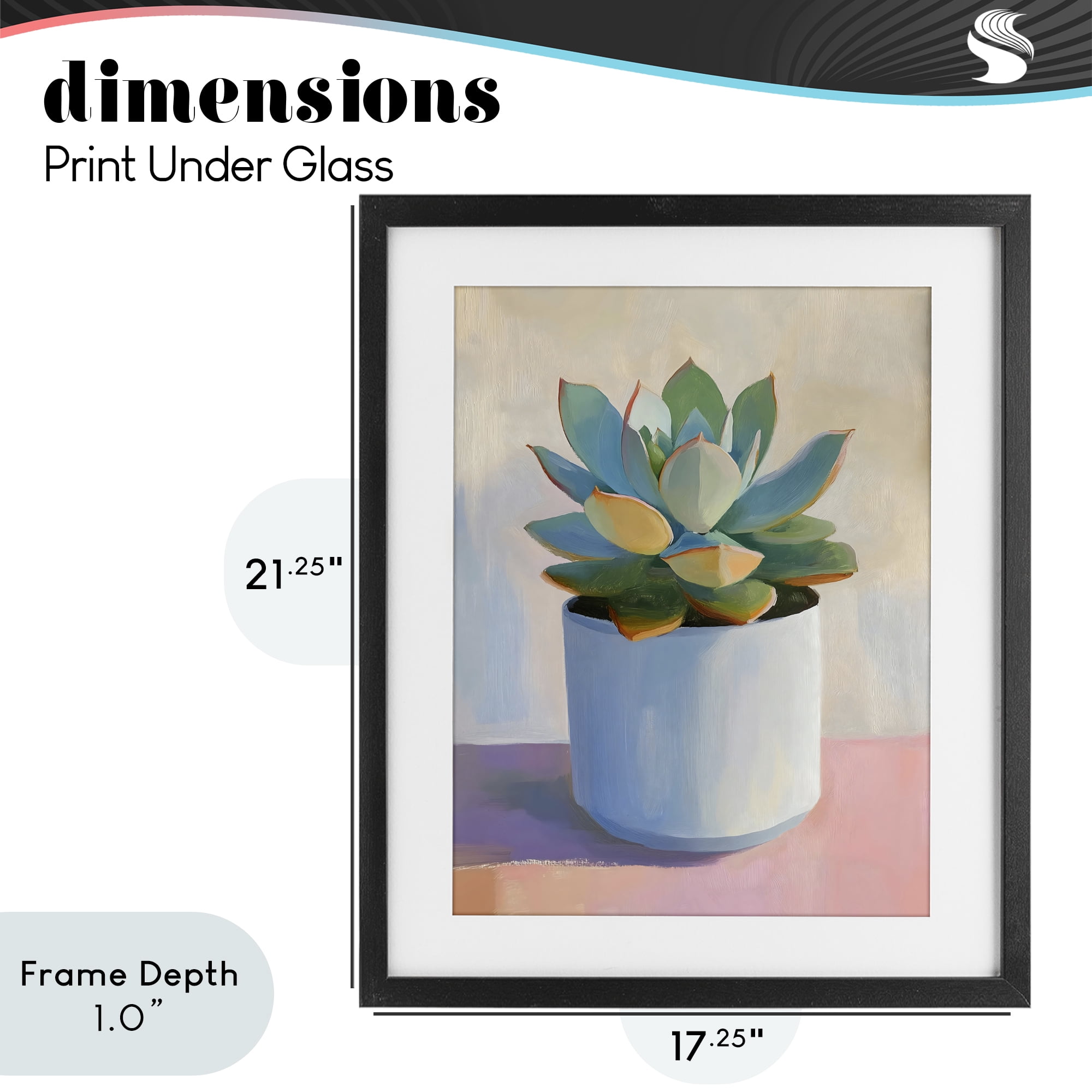 Stupell Industries Succulent Plant in White Pot Black Framed Print Under Glass, design by The Prints Vibe