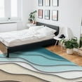 thumbnail image 6 of Area Rugs 5x7 Ft Abstract Geometric Teal Brown Gradient Waves Beach Non-Slip Washable Rug Indoor Rug Floor Mats Non Shedding Carpet for Living Room Bedroom Dining Room Home Decor, 6 of 8