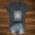 thumbnail image 2 of Puliio Women's T-Shirs V-Neck Flower Printed Casual Comfortable T Shirt Summer Daily Wear Vacation Vintage Chic Tops, 2 of 4