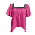 thumbnail image 5 of Endives Women's Boho Short Butterfly Sleeve Top Square Neck Top, 5 of 6