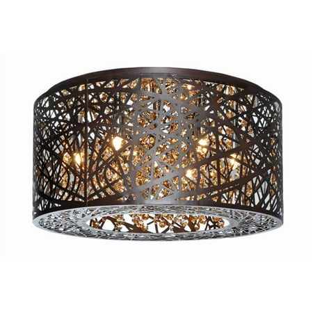 

Inca 7 Light Bronze Flush Mount Ceiling Light in Without Bulb Cognac - 16 in.