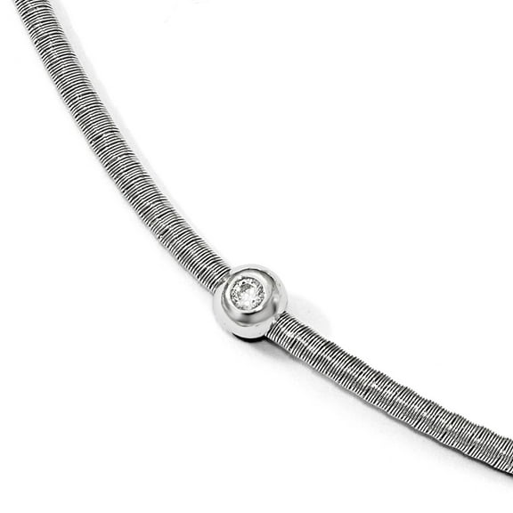 Leslie's 925 Sterling Silver Polished CZ Necklace; 16 inch; for Adults and Teens; for Women and Men