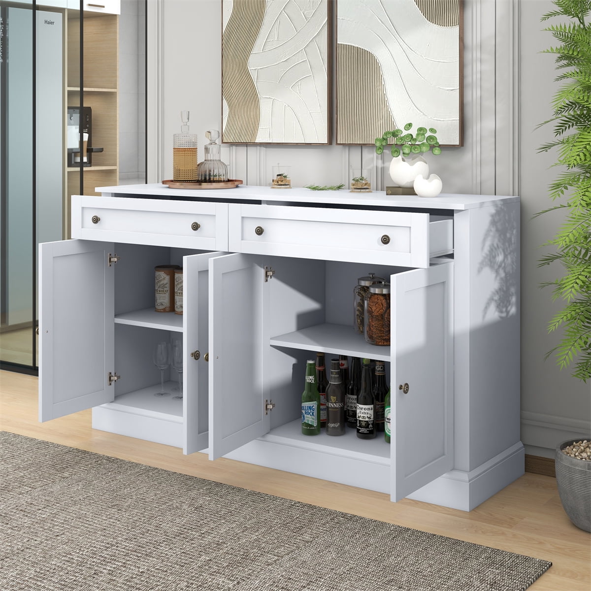 60" Large Storage Buffet Sideboard with 2 Drawers & 4 Doors