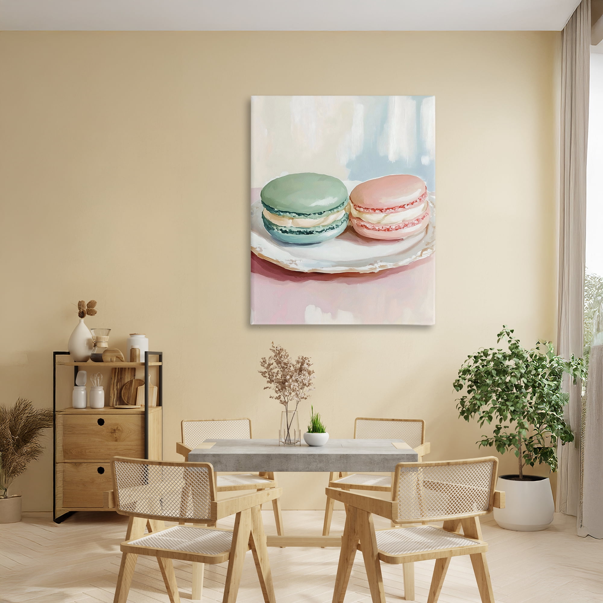 Stupell Industries Pastel Macarons on Plate Canvas Wall Art, design by The Prints Vibe