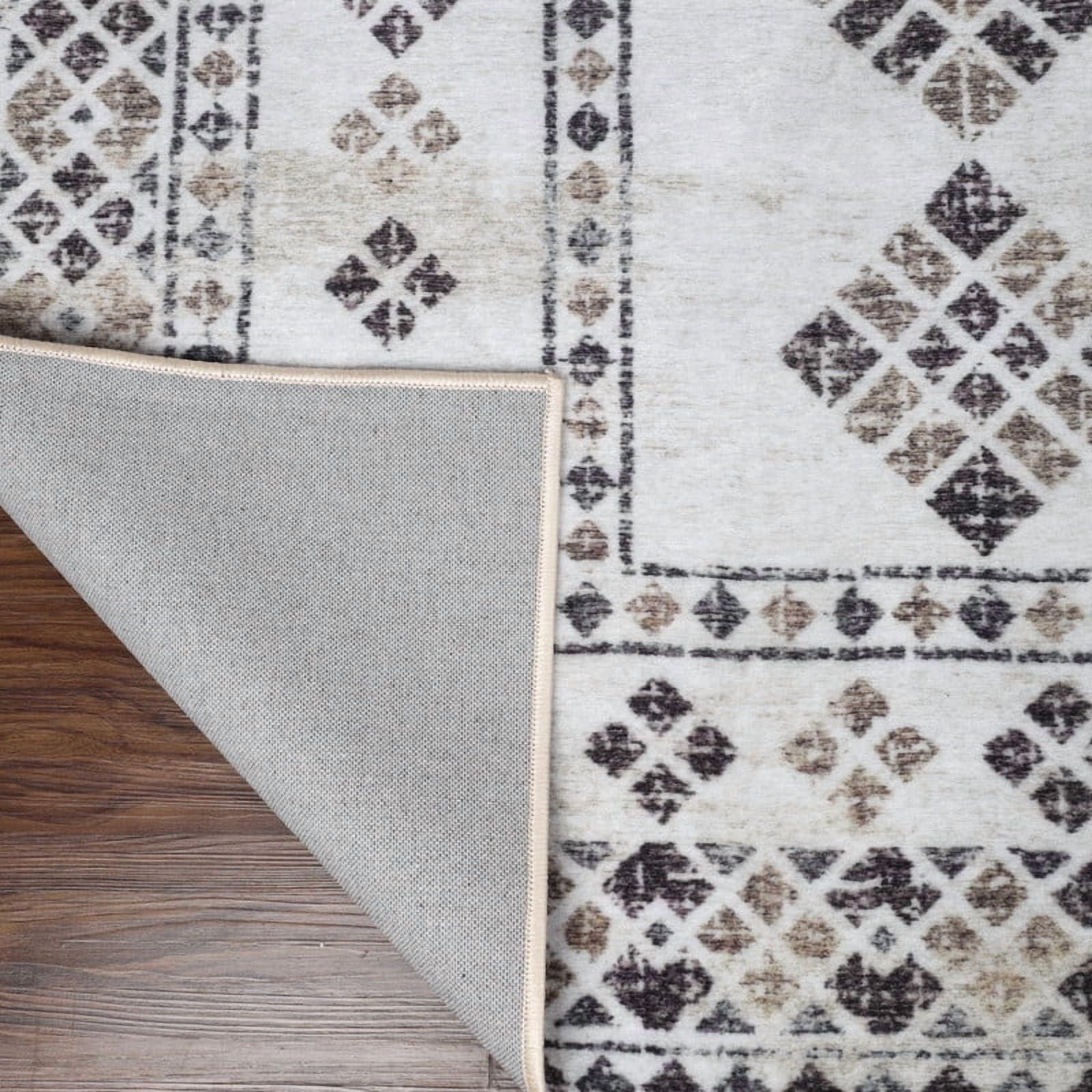 Superior Solin Neutral Geometric Washable Indoor Area Rug, 12' x 18', Ivory