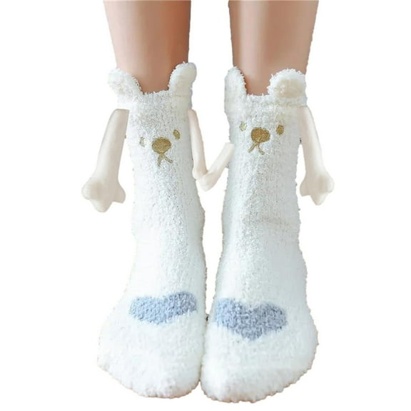 ShomPort Holding Hands Socks Magnetic Socks Womens Winter Cozy Fuzzy Sock Novelty Socks for Christmas Gifts