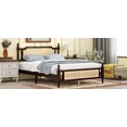 thumbnail image 4 of New Queen Pine wooden Bed with Rattan Headboard and Footboard, with Central Enhanced Bed Platform ,Espresso, 4 of 7