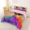 thumbnail image 2 of Castle Fairy Cartoon Black Girl King Size Comforter Sets 3pcs,Rainbow Dreamy Princess Print Comforters King Size,Orange Green Purple,1 Comforter and 2 Pillowcases, 2 of 6