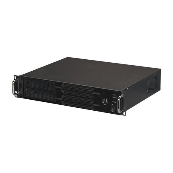 Athena Power RM-2U200H 2U Étui Serveur Rackmount, Aluminium Noir & Acier - Micro PS3 Alimentation Unique 1 Disque Externe 5.25 Po