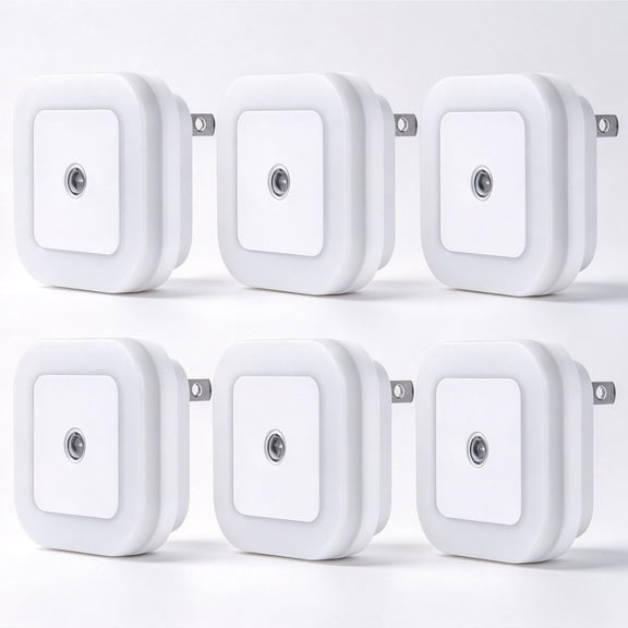 Dusk to Dawn Night Light, 6-Pack Plug-in Smart Sensor LED Night Lights, Daylight White, 0.5W