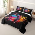 thumbnail image 3 of Castle Fairy Sport Handball Gamer Bed Spread Queen,Colorful Graffiti Splash Queen Coverlet Set,Black Pink Orange, 3 of 7
