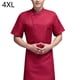 thumbnail image 2 of Uniforme de Chef, delantal de cocina de manga corta, trajes de doble botonadura, camisas de costura cómodas para hombres, estilo Simple para cafetería, rojo 4XL seitruly LF000329-24, 2 of 7