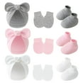 thumbnail image 6 of Baby Boys Girls Cotton Bonnet Caps Mittens Socks Set 3-Piece Scratch Protections Gloves Bowknot Hat for Newborns, 6 of 8