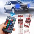 thumbnail image 1 of 2pcs T10 W5W LED RGB Remote Control Lights Indicator Bulb Car Interior Wedge Side Lamps, 1 of 5