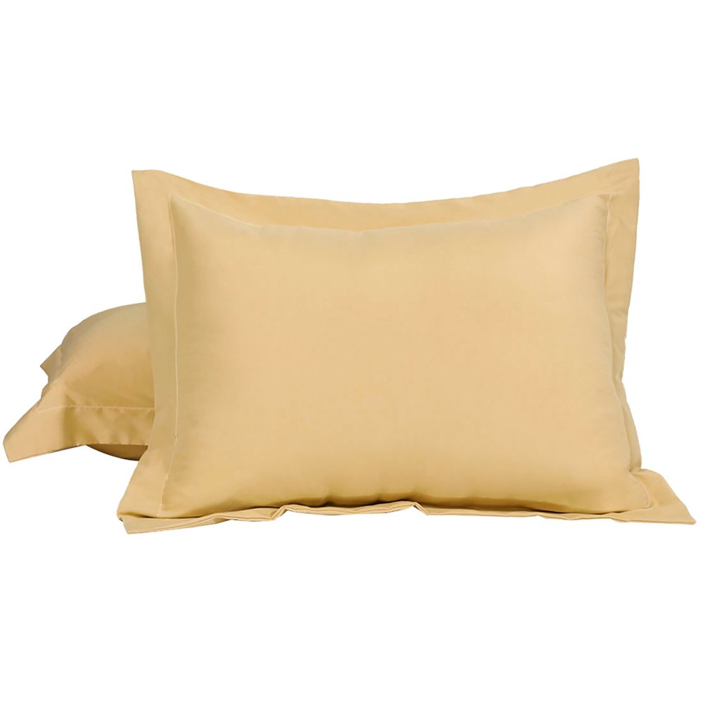 Unique Bargains Solid Color Microfiber Pillow Shams Set of 2 Gold