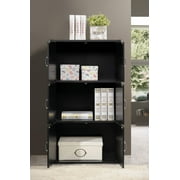 Hodedah 3-Shelf, 6-Door Multipurpose Bookcase, Black