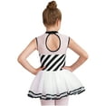 thumbnail image 2 of Aislor Girls Mock Neck Tutu Dress Ballet Dance Leotard Ballerina Striped Christmas Costume Size 6-16 Black 8, 2 of 7
