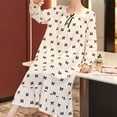 thumbnail image 3 of Defitshape Women's Cute Long Sleeve Nightgown Padded Midi Sleep Dress Ruffle Nighty Cotton Sleepwear Beige 8-10, 3 of 4