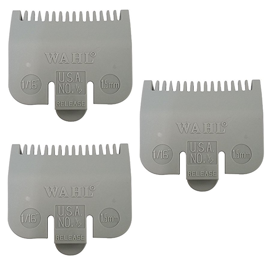 3 Wahl Professional Color Coded Clipper Guide Comb Attachment 1/2, 1/