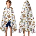 thumbnail image 3 of Highland Cow Sunflower Boot Hat Pattern Hooded Bath Towel，60"x35" for Ages 3 To 12 Kids, Quick Dry Lightweight Soft Microfiber Hood Beach Towel Cover Up for Kids, 3 of 7