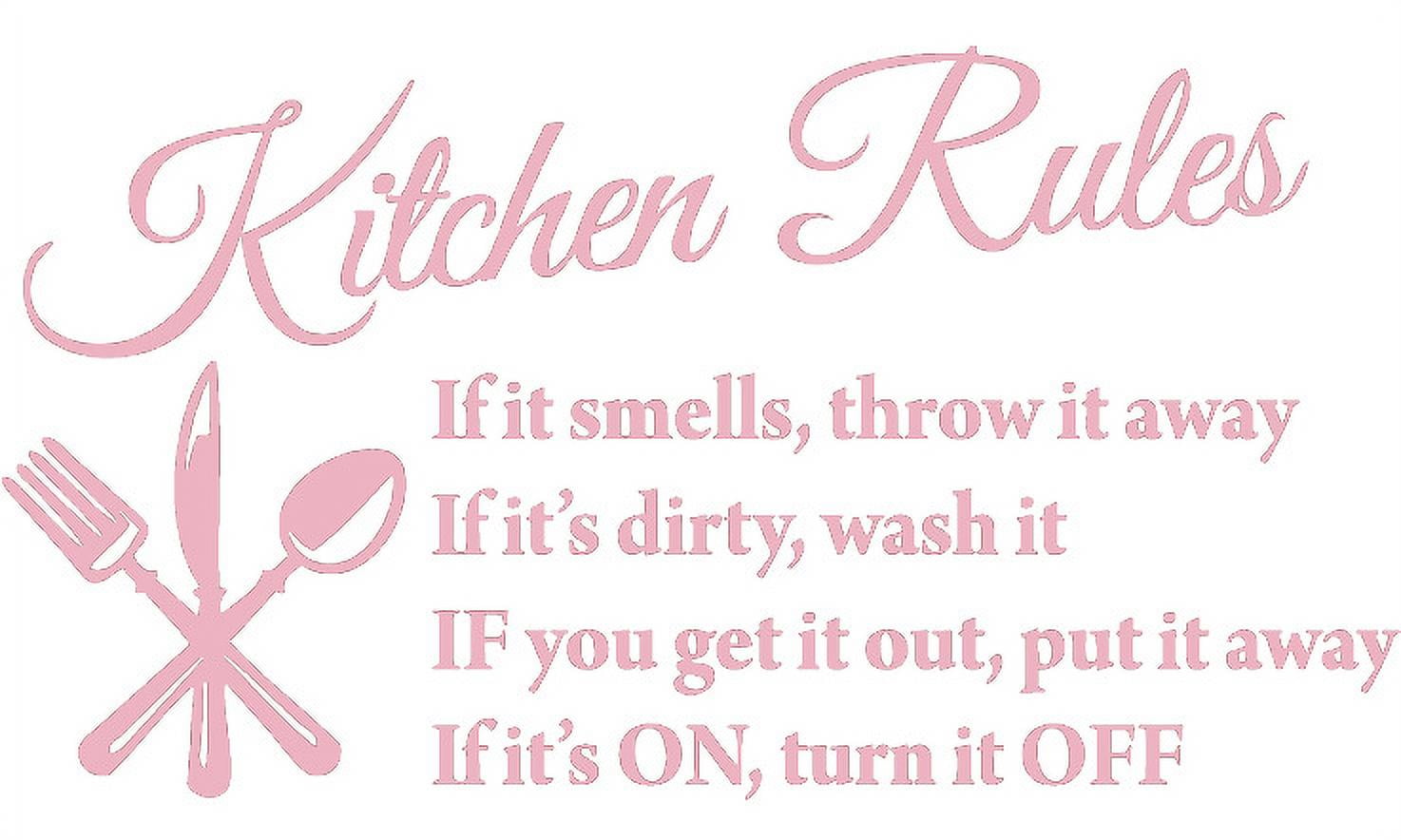 Pink 31" X 19" Kitchen Rules Art Home Mural Vinyl wall art