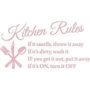PICNIVA Pink 22" X 13" Kitchen Rules Art Home Mural Vinyl wall art Inspirational quotes and saying home decor decal sticker