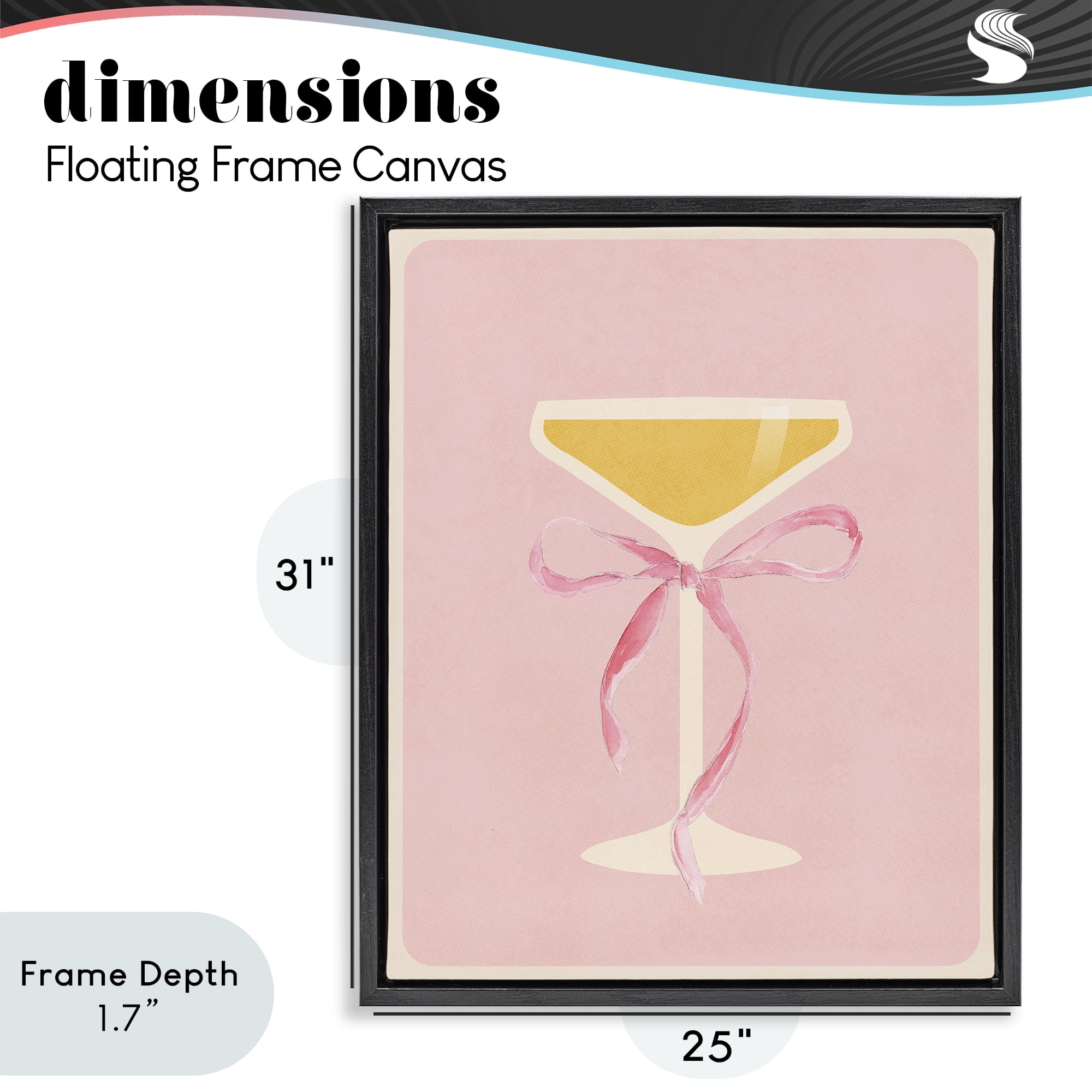 Stupell Industries Champagne Party Glass Black Framed Floater Canvas Wall Art, design by Lucille Price