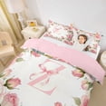 thumbnail image 3 of Catabedysis Pink Flowers ABC Print Z Bedding,Personalized Monogrammed Gifts Duvet Cover Full For Girls,Pink Reversible,3 Pieces,1 Duvet Cover and 2 Pillowcases, 3 of 6