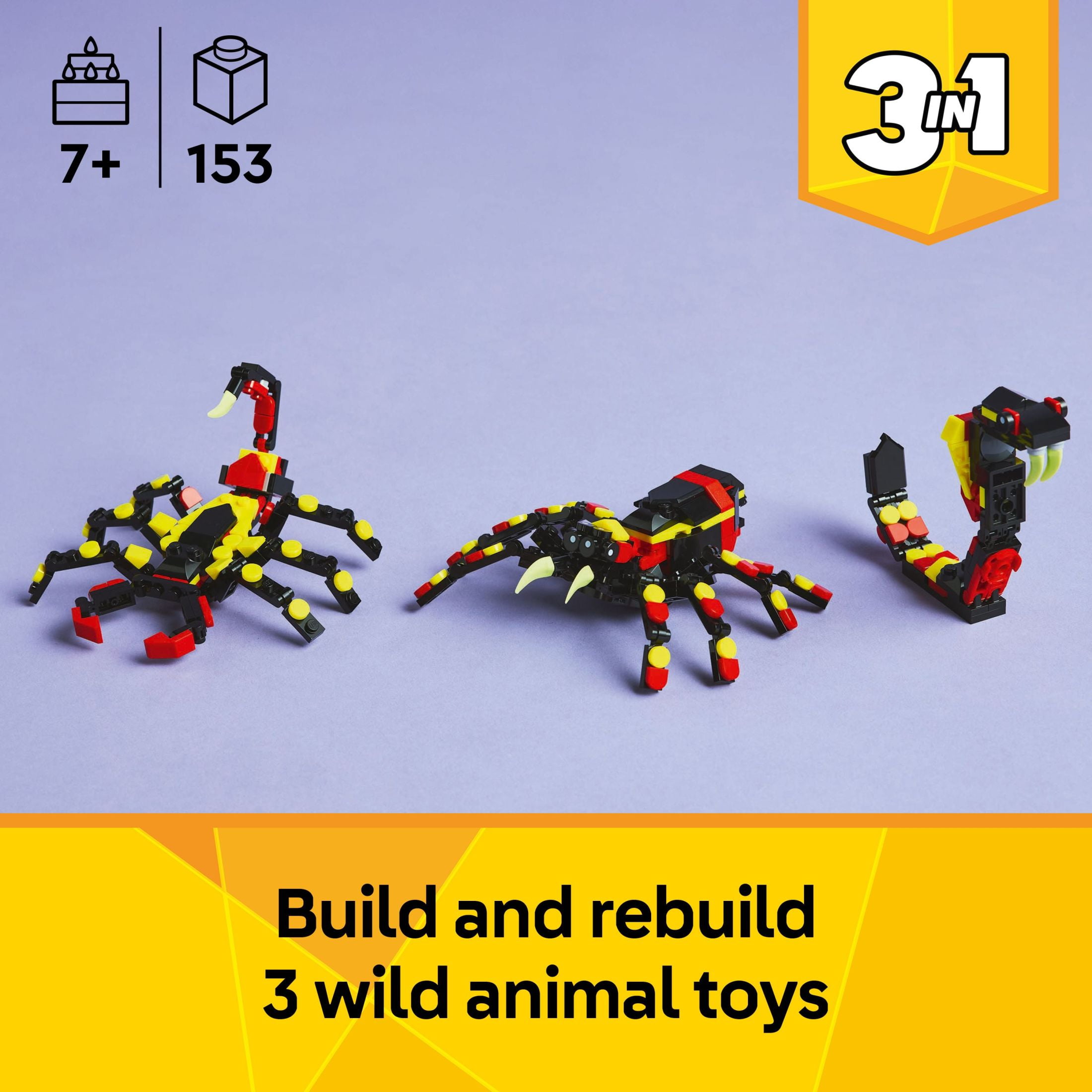 LEGO Creator 3 in 1 Wild Animals Surprising Spider Toy  Building Toy with 3 Build Options, Spider, S(图4)
