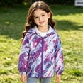 thumbnail image 4 of Cethrio Girls Lightweight Jackets, Printed Full Zip Long Sleeve Outdoor Kids Windbreaker with Hood Purple Size 6-7 T, 4 of 7