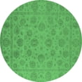 thumbnail image 1 of Ahgly Company Indoor Round Oriental Emerald Green Traditional Area Rugs, 6' Round, 1 of 4