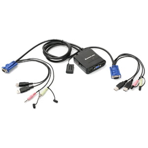 2PORT USB CABLE KVM SWITCH W/ AUDIO & MIC W/BUILT-IN BONDED