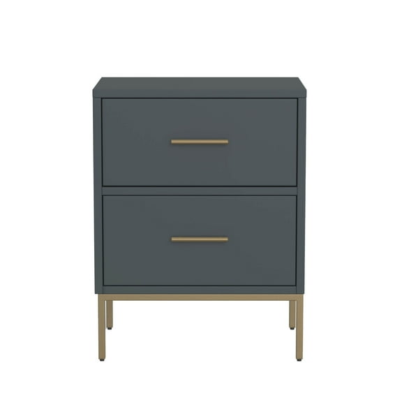 Alpine Furniture Madelyn Two Drawer Nightstand, Slate Gray