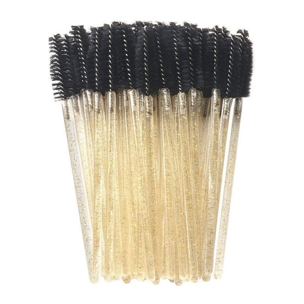 Cepillo de maquillaje de nailon desechable, peine en espiral para cejas, cepillo pequeño para maquillaje de belleza, cepillo para pestañas con varilla de cristal sólido