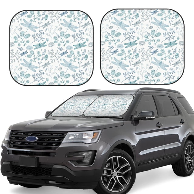Fotbe Dragonfly 2-Piece Car Windshield Sun Shade | Sun Blocker for Car Windshield | Foldable Automotive Interior Accessories for Sun Protection-Small