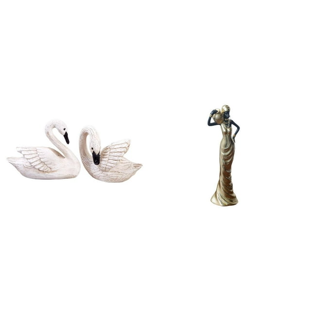 Estatua de cisne de resina, figura decorativa, escultura, centro de mesa único de estilo tribal, ideal para bodas, fiestas y como regalo.