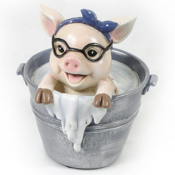 FC Design 6.75"H Pig with Glasses Figurine Statue Sculpture Ornament Decoration Home/Room Decor and Unique Gift Ideas for Housewarming, Holidays and Birthdays
