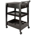 thumbnail image 6 of Jeston Espresso Wood Entertainment Cart with Removable Serving Tray, Wine Storage Rack, Dual Drawers, Locking Caster Wheels, Mobile Bar Cart for Kitchen & Dining Room, 6 of 9