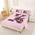 thumbnail image 2 of Erosebridal Girls Black Pink K Letter Monogrammed Queen Sheet Sets 4 Pieces,Kids Cheetah Print Bow Tie Bed Set, 2 of 5