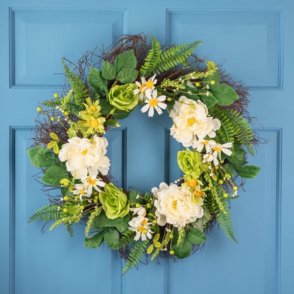 Northlight Mixed Floral Artificial Spring Wreath - 22"